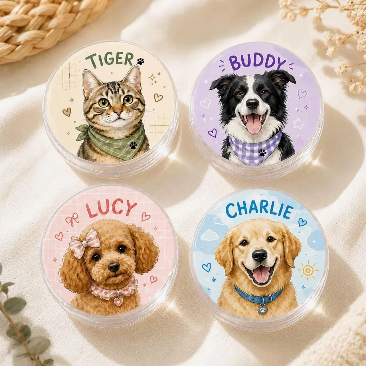 Personalized Pet Phone Grip, Pet Photo & Name iPhone Pop Socket, Aesthetic Cottagecore Phone Stand Holder, Dog Cat Mom Gift