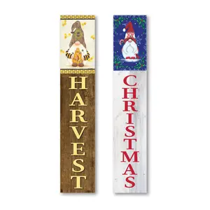 Floral & Gnome Christmas 2 7x40 Double-Sided Po rch Sign