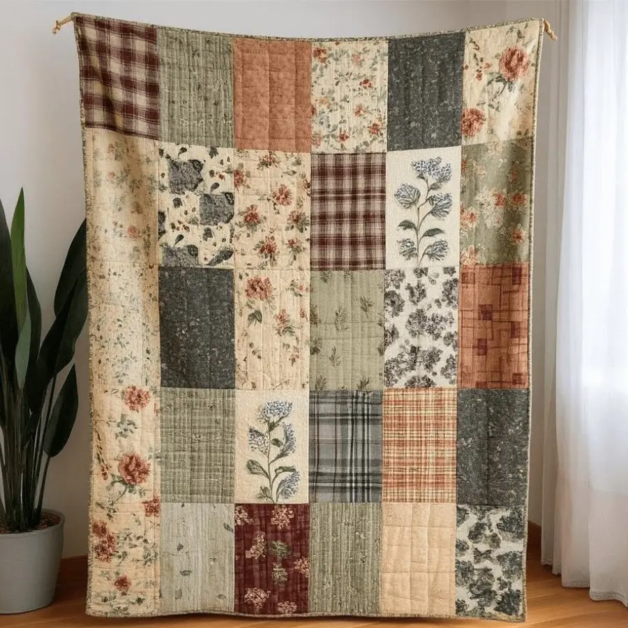 Vintage Patchwork Quilt Multicolor Floral And Geometric Patterns Blankets, Bed Blankets, Towels And Blankets For Home Decor