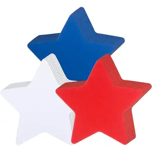 72 Pieces 6 Inch Red White Blue Paper Star Cutouts for Classroom Bulletin Board DIY Kids School Crafts Patriotic 4th of July Holiday Party Decor