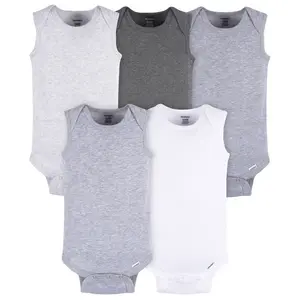 5-Pack Baby Unisex Grey Heather Sleeveless Lap Shoulder Onesies® Bodysuits