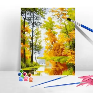 Tree Scenery Acrylic Painting By Numbers Kit No Frame,With Tools Hand Painted DIY Gift Wall Decor Living Room	