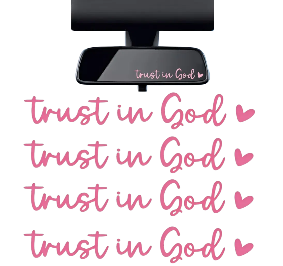 Waterproof Trust in God Vinyl Decals 4PCS, Religious Rearview Mirror Stickers for Car Truck Laptop, Faith Car Accessories