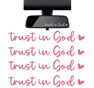 Waterproof Trust in God Vinyl Decals 4PCS, Religious Rearview Mirror Stickers for Car Truck Laptop, Faith Car Accessories