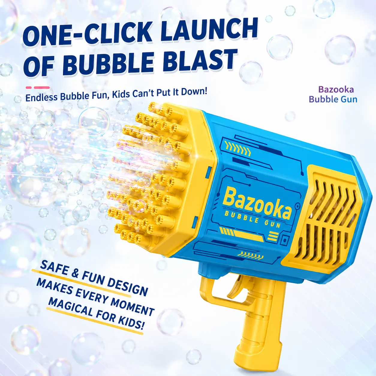Want Endless Bubble Fun?High Volume Automatic Bubble Blaster Perfect for All Ages Outdoor Play,Mess-Free Bubble Toy!Light Up 69-Hole Bubble Gun Ideal for Kids Party & Backyard Activities,for Summer Beach & Family Play