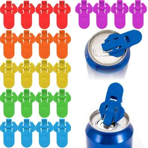 24 PCS Manual Can Opener Set - Colorful Drink Can Protectors with Leakproof Caps & Dust Covers - Premium Plastic Shields for Pop, Coke, Beer - Portable & Safe for All Ages - Ideal for Parties, BBQs, Beaches - Lid Utensils Metal Travel