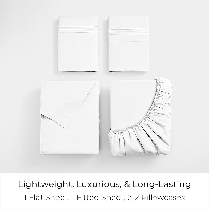 Soft Breathable Sheet Set Solid Color Microfiber 4 Pieces Deep Pocket Machine Washable Three-Needle Embroidery King Queen Full Twin Sizes comfy beddingsheetset Soft Breathable Sheet Set Solid Color Microfiber 4 Pieces Deep Pocket Machine Washable Three-Needle Embroidery King Queen Full Twin Sizes comfy beddingsheetset