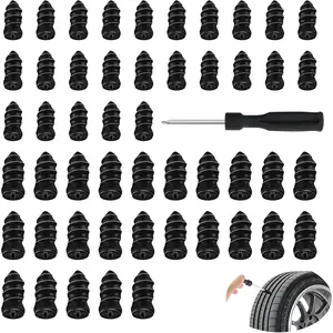 100 Pcs Tire Repair Kit Tire Plugs Tire Puncture Spikes Tire Repair Rubber Nail Tire Repair Nail Tire Repair Rubber Screws Vacuum Self-Service for Car Motorcycle ATV Tire Puncture Repair