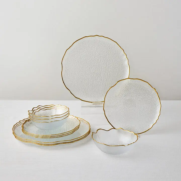 Karaca Milanda 12-Piece Glass Dinnerware Set, Service for 4, Gold