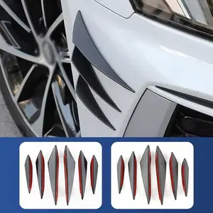 Car modification spoiler wind knife universal carbon fiber pattern decorative wind knife 6-piece surround anti-collision anti-scratch crescent wind knife Car Accessories