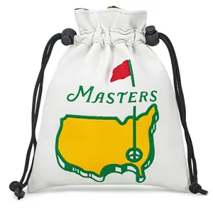 Style Golf Bag with Drawstring Closure, Portable Durable Faux PU Golf Ball & Tee Pouch, Perfect Gift for Men Golfers, Golf Accessories