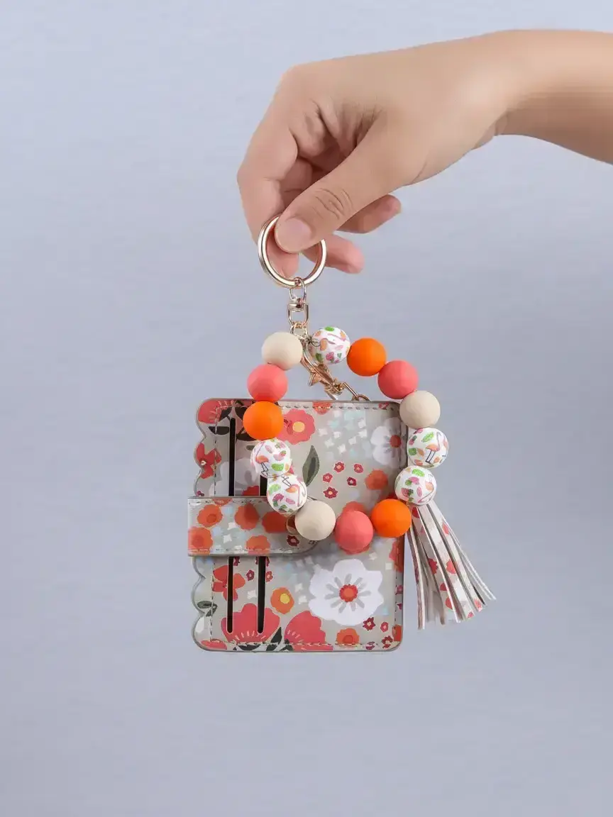 Women's RFID Blocking Flower Pattern Wallet, Keychain Portable Coin Purse, Ditsy Floral Design, Elegant Card Holder Organizer, Daily Gift for Women