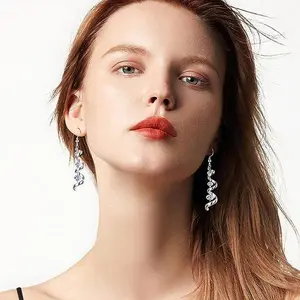 Fashion Spiral Ribbon Multi-Drop Teardrop Earrings Shiny Long Earrings Jewelry Gift, Multi-Drop Teardrop Earrings Shiny Long Earrings, Long Earrings