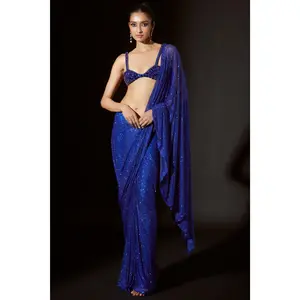 Blue bastet titi saree set