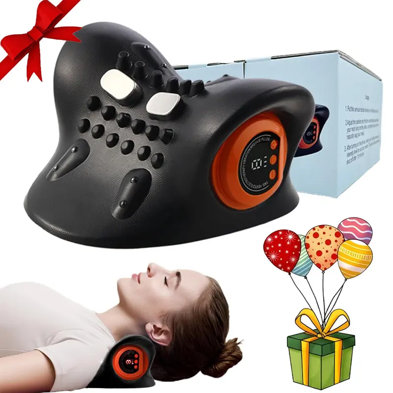 vibrating massage pillow dwsnxt Wireless Vibrating Massage Pillow with Heating for Neck and Back  Relief, Portable for Home, Office, and Car Use Purple main image 0