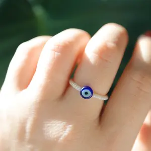 Evil eye beaded ring