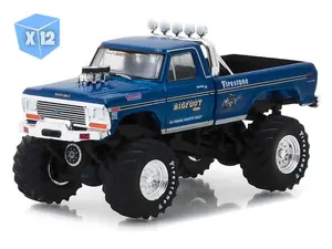 12 PACK 1974 Ford F-250 Monster Truck Bigfoot #1 Blue The Original Monster Truck Diecast 1:64 Scale Model - Greenlight 29934