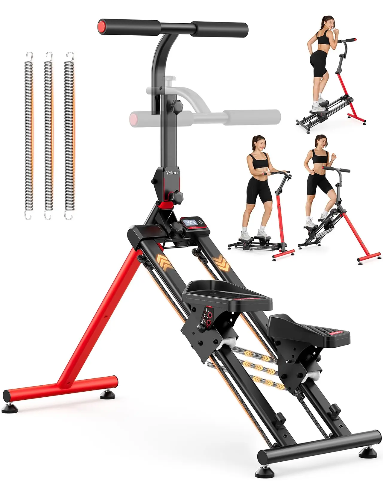YOLEO Stair Stepper for Home, Adjustable Resistance Stair Climber, 3-Mode Folding Design, 660LB Capacity, 77LB Resistance, 3 Adjustable Angles, LCD Monitor