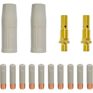 14pcs Mig Welding Torch Accessory Kit with Non-Stick Coating; .035" Ceramic Welding Tips MIG Welder Accessories,For Lincoln Magnum 100L Weld-Pak,gas nozzles 21-50 1/2",gas diffusers (0.035")