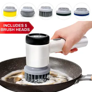 Cordless Electric Spin Scrubber with LED Digital Display, 3 Adjustable Speeds (1600/2000/3000RPM), 5 Replaceable Brush Heads, IPX7 Waterproof USB Rechargeable Cleaning Brush for Bathroom, Kitchen, Tile, Car & Home Use Sink