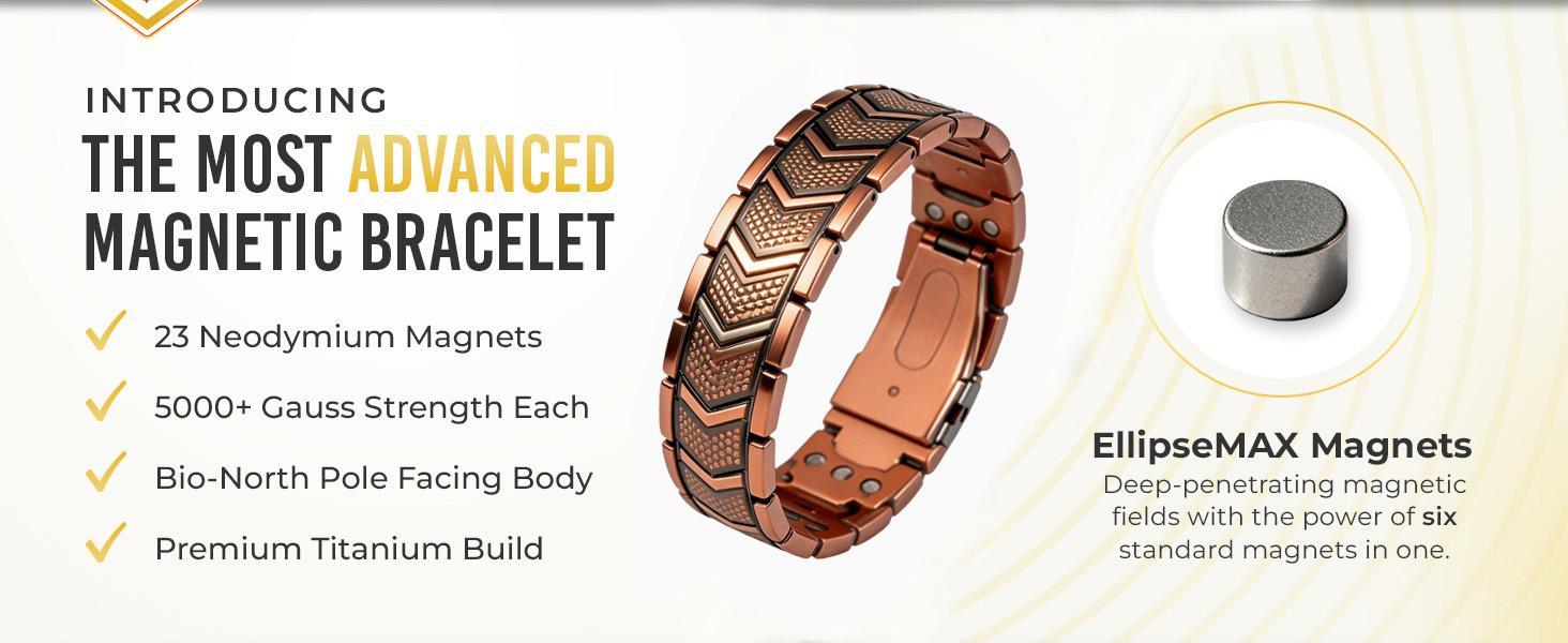 Copper Bracelet for Men, 3X Ultra Strength Magnetic Bracelets, 99.99%25 Pure Copper with 3500 Gauss Neodymium Magnets, Adjustable Wearable Fitness Tracker Modern