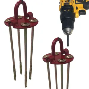 Keyfit Tools GROUNDHAWG (4 Pack) Spiral Screw in Heavy Duty Ground Anchors 4 Self Cutting 10" Screws W/Each Anchor Plate Low Profile for Hard Pan Asphalt Driveways NOT for Loose Soils Shed Anchor Kit