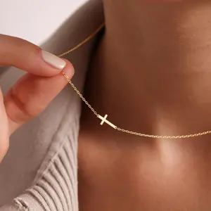 Modmints Sideways Cross Necklace Elegant Pendant