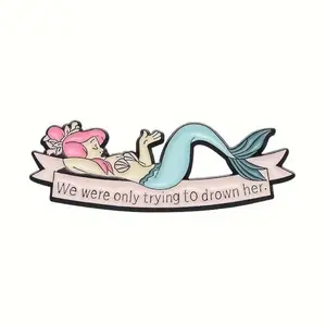 Funny mermaid enamel pin