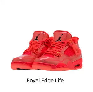 Retro Mid-Top Sneakers in Bright Red Patent Leather with Speckled Midsole and Translucent Outsole