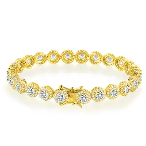 Tennis Bracelet VVS Round cut Sun - themed Bracelet Men and Women Fashion Jewelry.18K gold and white gold - plated bracelets.It's suitable for daily wear.FathersDayGift TikTokShopBlackFriday