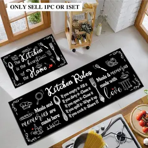 Two-Piece Kitchen Mat Set, Soft Washable Non-Slip Rugs, Character-Based Design, Durable & Comfortable, Perfect for Kitchen Sink Area, Kitchen Floor Mat, Machine Washable Rug