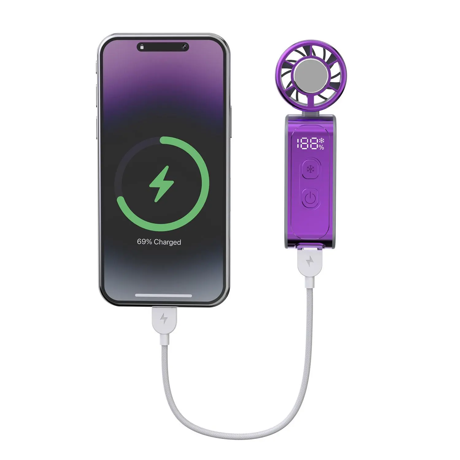 2-in-1 Portable Handheld Fan with Power Bank, Mini Rechargeable Fan with Cooling Plate, Pocket USB Fan for Travel, Outdoor & Summer