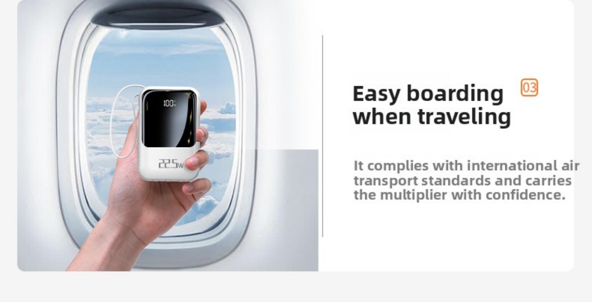 22.5W/PD20W Fast Charge Portable Power Bank with 4 Built-in Cables, LED Digital Display, 4 Output 3 Input, Compact USB-C Charger for iPhone & Android