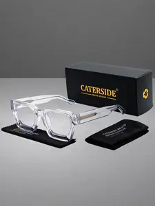 CATERSIDE One Pair With Packaging Versatile Thick Frame Retro Acetate Square Plain Glasses CP Temple Tips Fashion Nearsighted Frames Minimalist Casual Elegant Unisex Suitable for Beach Travel RoadTrip Cycling Music Festival