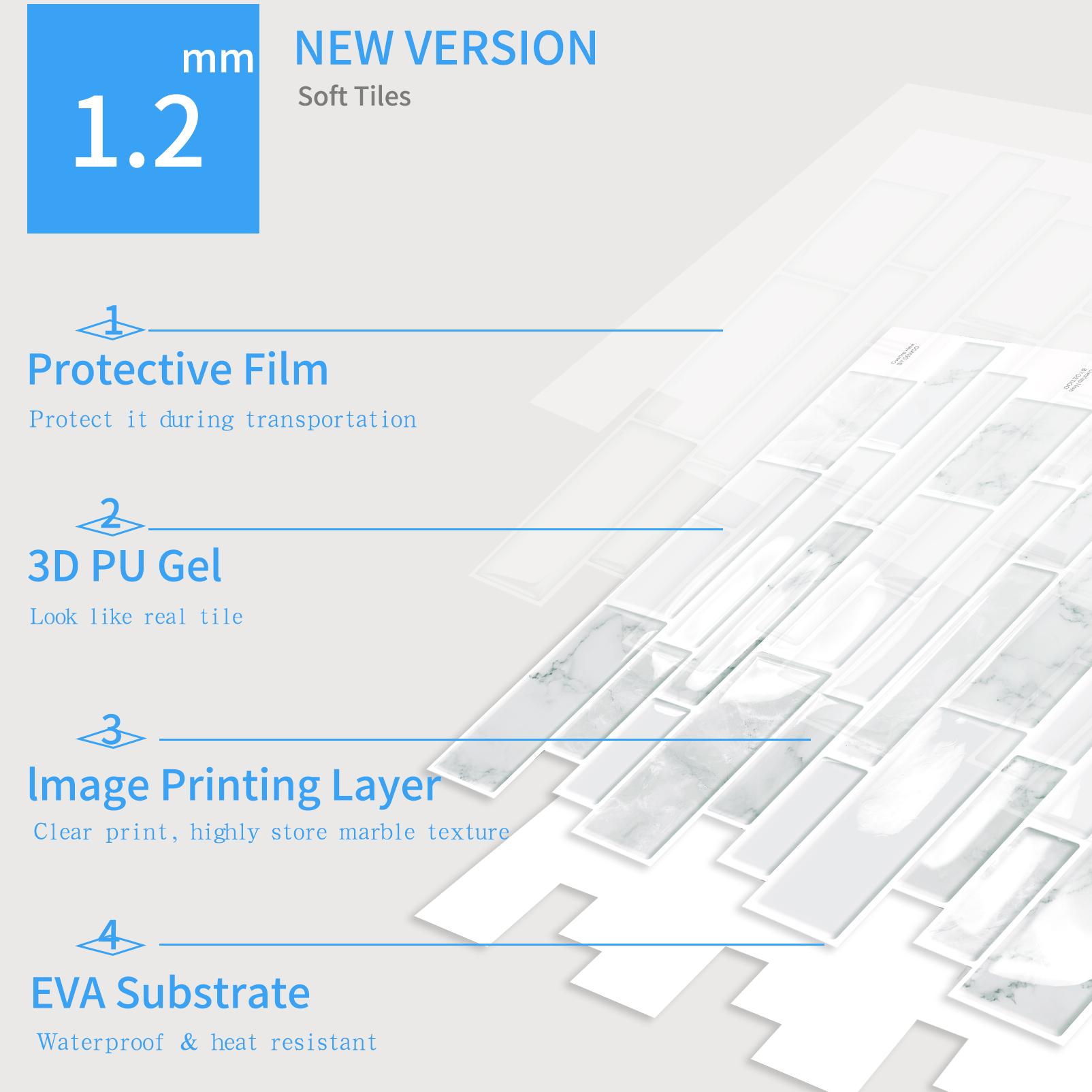 DEWOO Marble-Pattern Self-Adhesive Wall Stickers, Grid-Pattern Wall Appliqués, 3D Wall Tiles (Peel-and-Stick) — Suitable for decorating kitchen backsplashes, bathrooms, and laundry rooms. Delivers a premium, sophisticated aesthetic. DEWOO Marble-Pattern Self-Adhesive Wall Stickers, Grid-Pattern Wall Appliqués, 3D Wall Tiles (Peel-and-Stick) — Suitable for decorating kitchen backsplashes, bathrooms, and laundry rooms. Delivers a premium, sophisticated aesthetic.