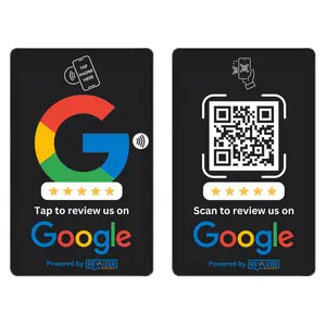 Revuzee Google Tap Card with QR Code - Black | One-Tap NFC Card For Quick Scan & Review - Portable Display Card for Restaurants, Salons & Shops - Maximize Customer Feedback