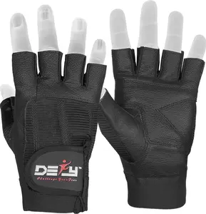 DEFY Challenge Your Fear Leather Weight Lifting Gloves Spandex Heavy Duty Gloves Padded Gym Body Building Fitness Workout men