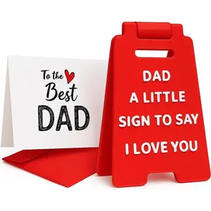 Gifts for Dad from Daughter Son - Mini Love You Dad Sign in Red Envelope, Heartwarming Father's Day Birthday Christmas Gift for Dady, Office Desk Bedside Keepsake, No Assembly Needed