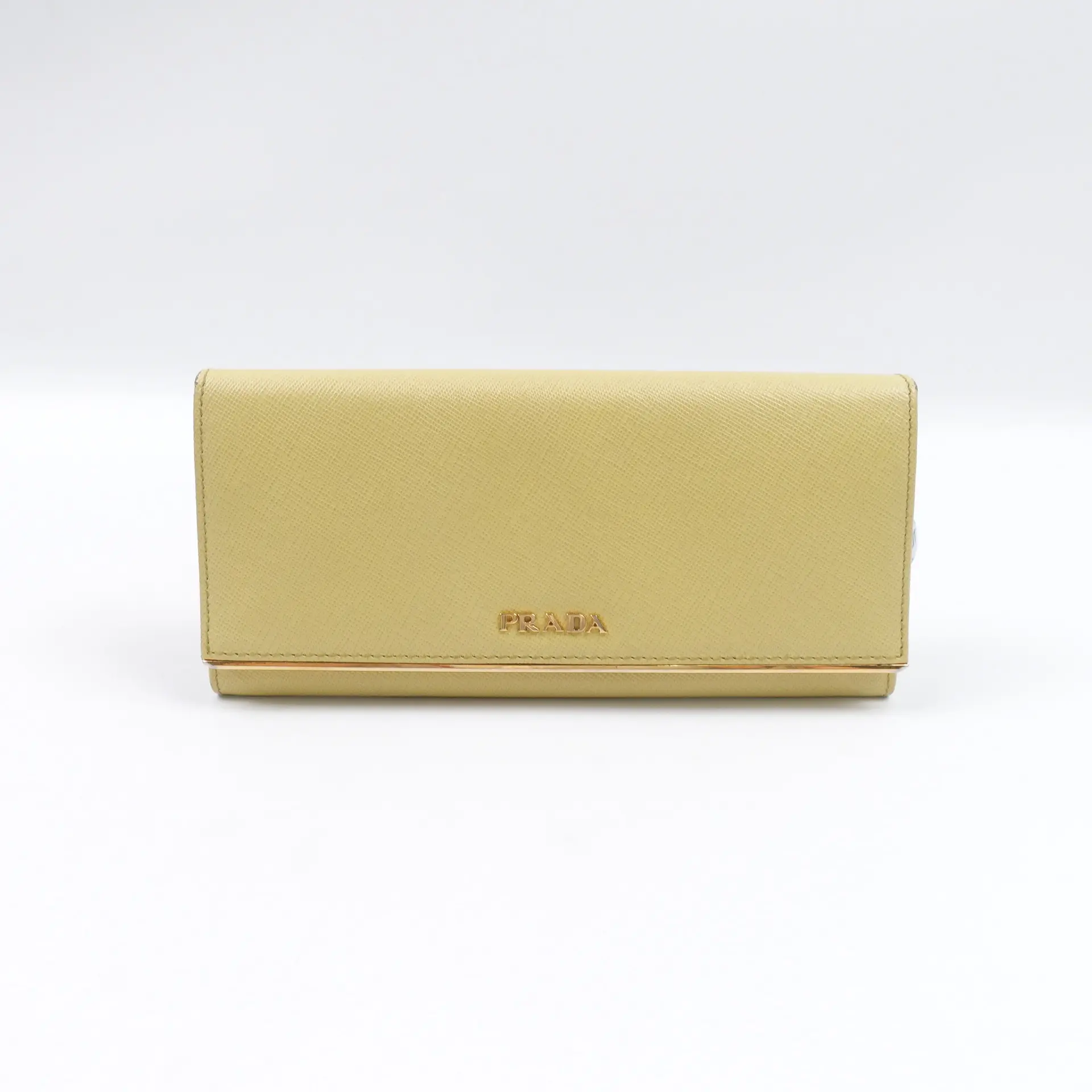 Pre-owned PRADA Calfskin Small Leather Goods Yellow Leather Wallet T10417310
