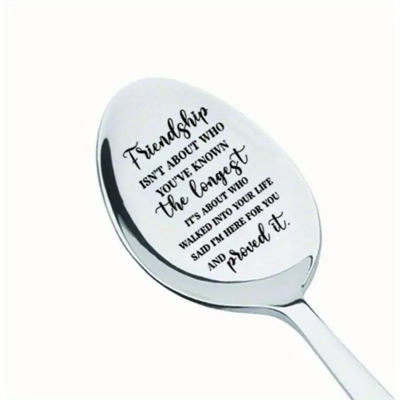 Stainless Steel Spoon Gift for Friends, Unique Laser Engraved Spoon for Girls, Sister Birthday and Cafe Use, Best Friend Gift