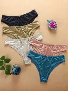 5 Pcs JOINBUY Sexy Thong Low ed Underwear Solid Color Soft Shorts Fashionable Breathable Summer Panties Polyamide Elastane Womenswear Ladies Lingerie Bridal Ice Silk tydal wear womens zip up sports a active one stylish workout set fabletics vi size plus d