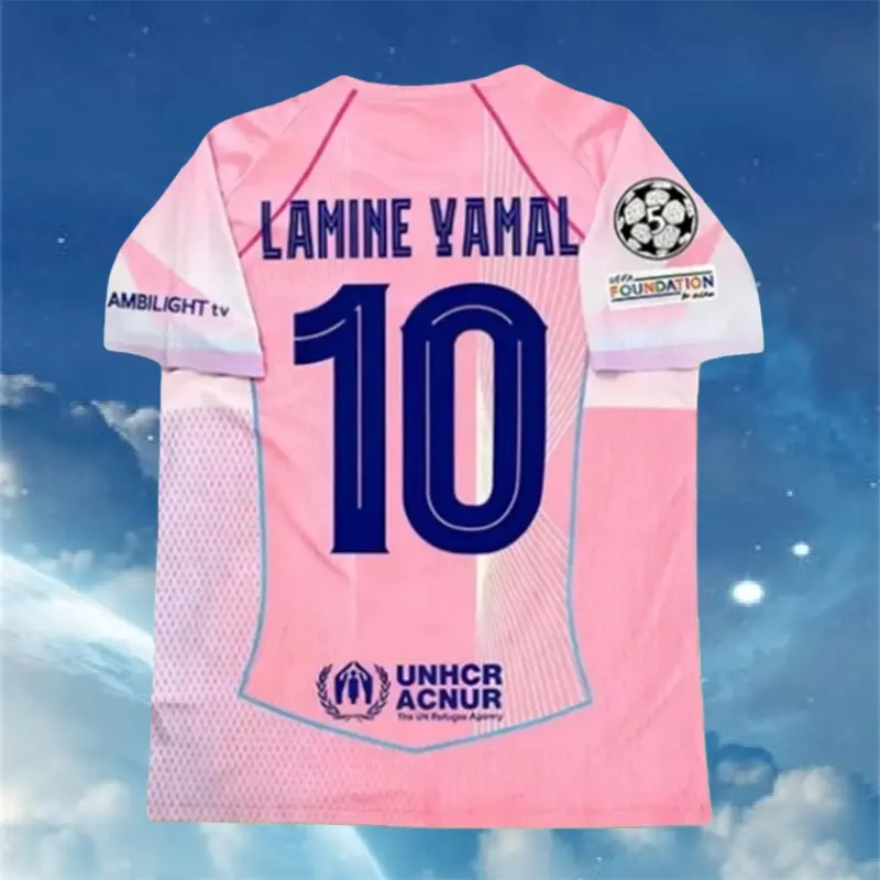 25 26 Pink #10 Yamal Short sleeve Soccer jersey