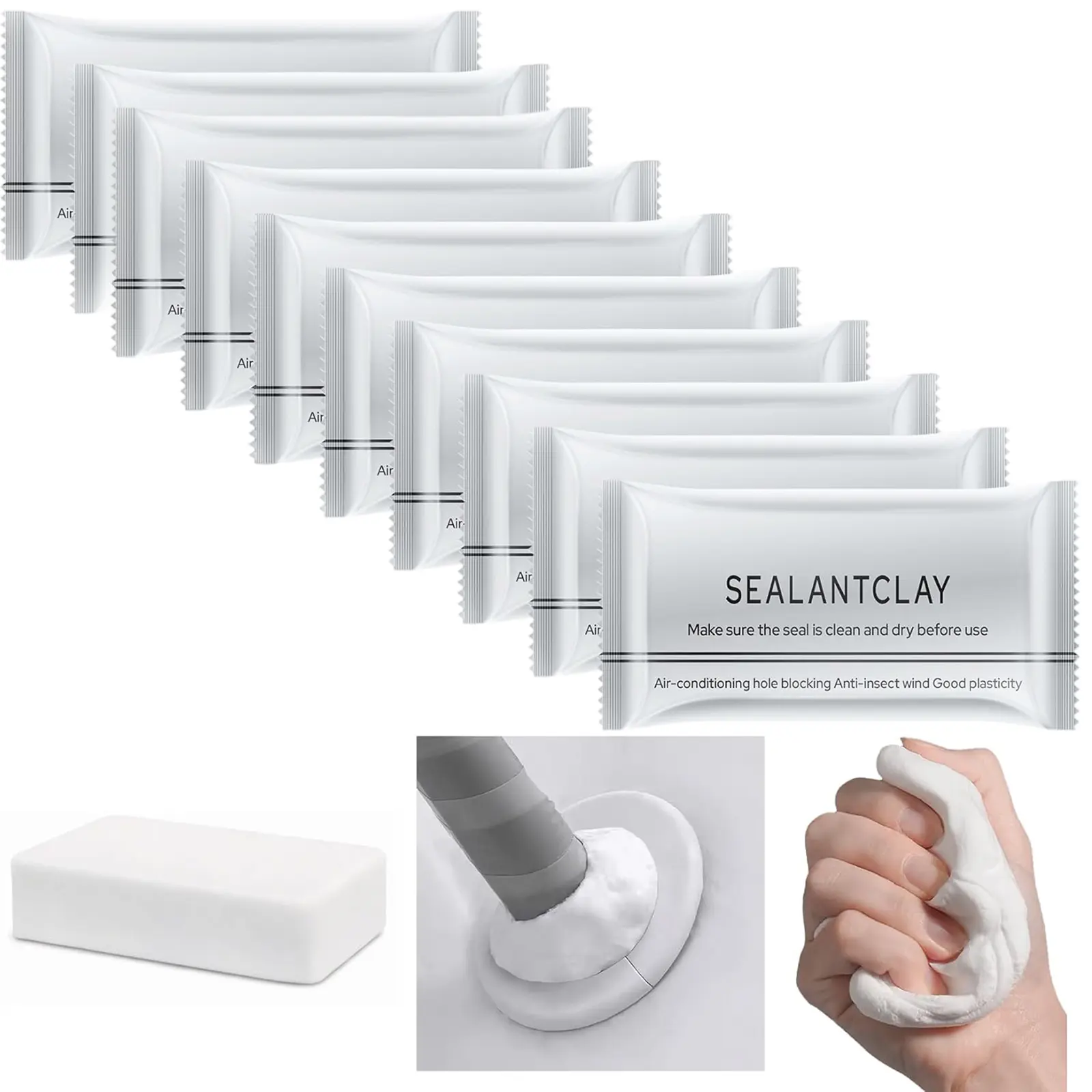 Eco-Friendly Sticky Sealant Clay, Waterproof Repair Putty for Household Use, Gap Filler for AC Holes, Wall Cracks and Drain Pipe Sealing