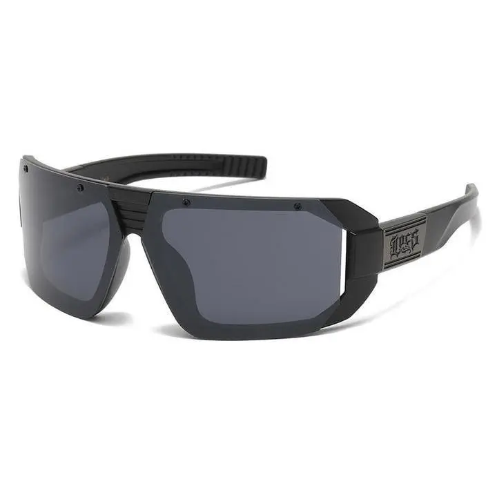 LOC91202-MB Matte Black Shield Sunglasses with UV400 Protection Durable Plastic Frame for Comfortable Wear