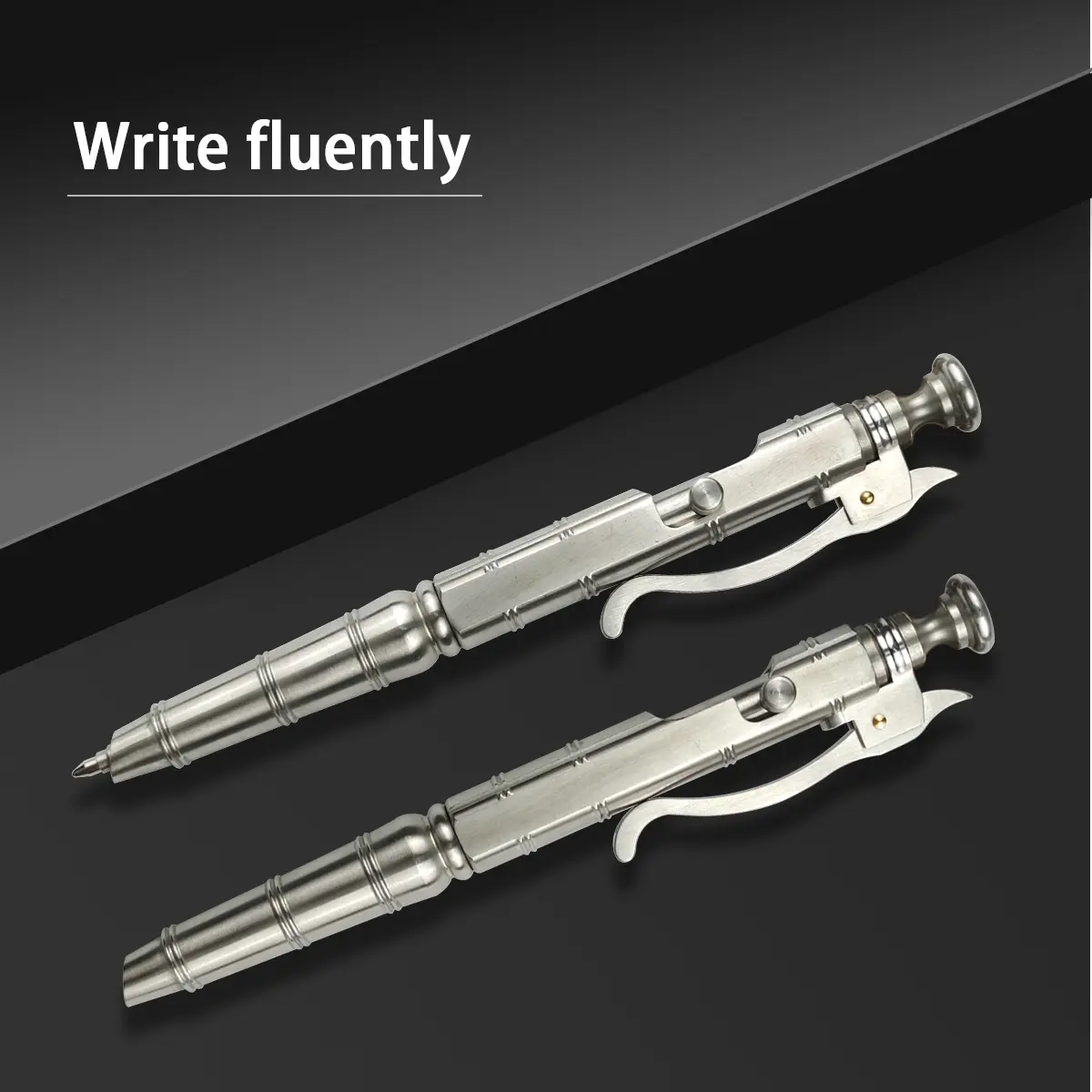 Dr. Metalleung Heavy Duty Stainless Steel Bolt Action Pen - Tactical EDC Retractable Ballpoint Pen with CNC Precision, Pocket Clip, Refillable (Black G2 Ink) - Perfect for Gifts & Smooth Writing