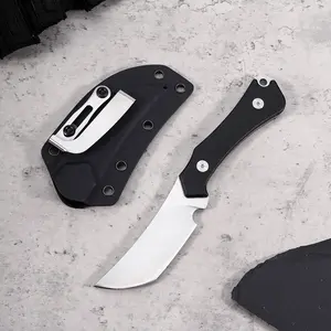 EDC multifunctional tactical outdoor fixed-blade knife with G10 handle; convenient pocket/belt clip, includes a sheath for everyday carry; outdoor cutting tool designed for climbing and fishing; essential gear for camping and hiking.