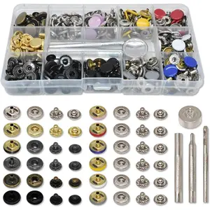 120 Sets 12.5mm Snap Fastener Button Kit with 4 Setter for Clothes,, Jacket, Jeans, Bracelets (12 Color)