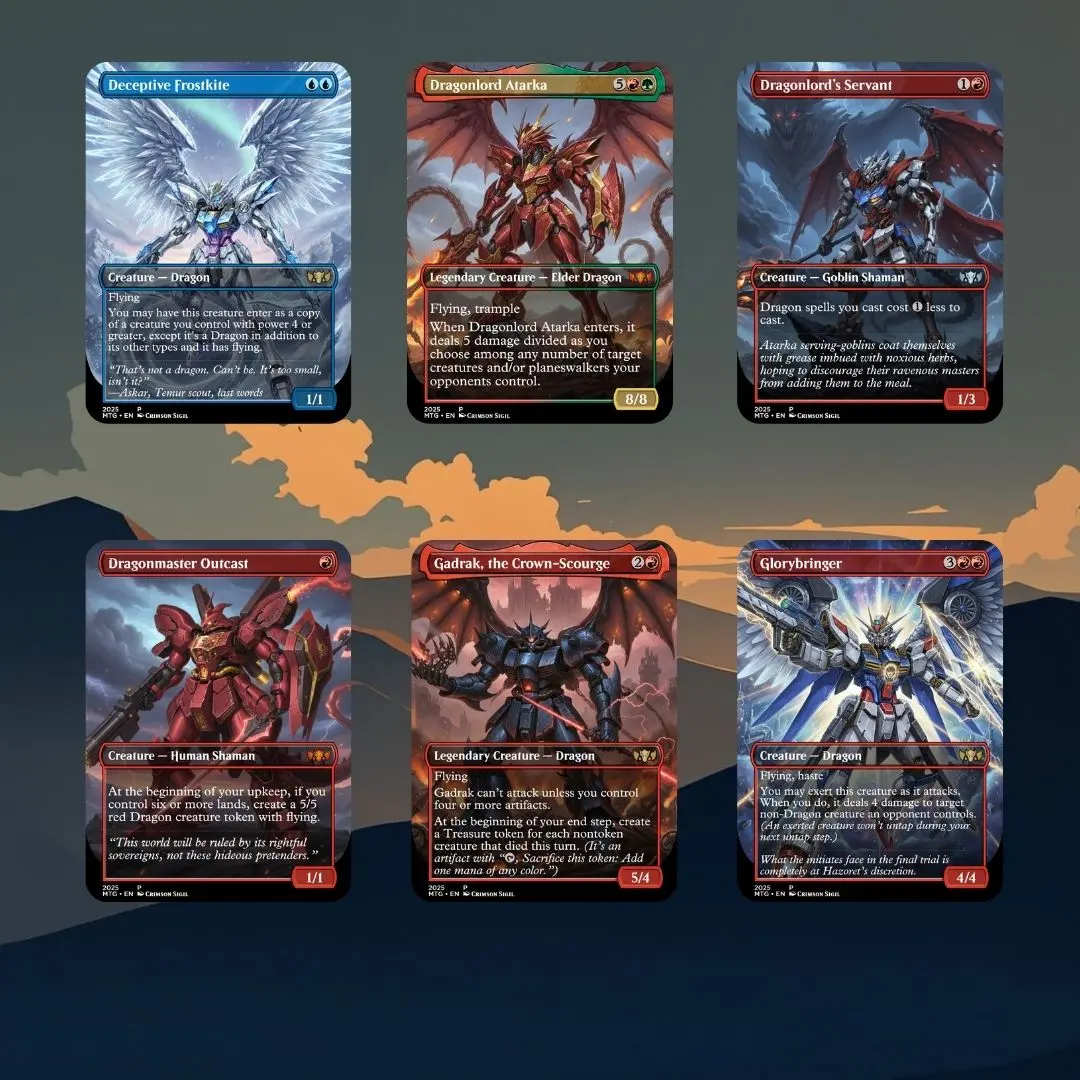 gundam mtg cards Proxy 100+ Card Commander Deck Mecha Tribal Big Creatures & Ramp Synergy Strategy Theme Ready to Play Magic Style Deck Perfect Gift for Collectors and Card Players perfect for collectors. Custom Gundam Deathscythe Hell card
