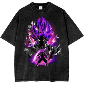 Goku Black Rose Shirt - Purple Super Saiyan T Shirt Cotton Knit vintage anime streetwear