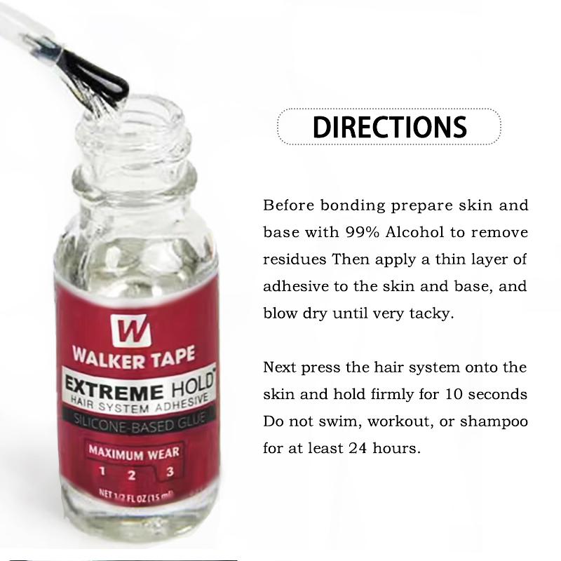 Extreme Hold Adhesive Wig Glue Brush Bundle Toupees Wigs Extensions Active Lace Glue Super Bold Hold Lace Adhesive 0.15oz